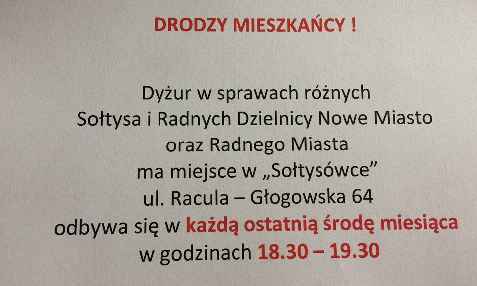 Dyżur w sprawach rożnych w Sołtysówce